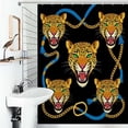 thumbnail image 1 of Shower Curtain Leopards Gold Chain Stylish Bath Curtain Polyester Fabric Bathroom Ration With Hooks, 1 of 4