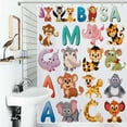 thumbnail image 1 of Shower Curtain Letters And Animals Polyester Waterproof Home Ration Curtain With Hook, 1 of 4