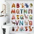 thumbnail image 1 of Shower Curtain Letters And Animals Polyester Waterproof Home Ration Curtain With Hook, 1 of 4