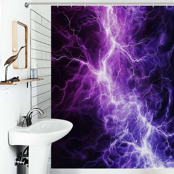 Shower Curtain Lightning Pattern Bathroom Waterproof Polyester Home Ration Curtain With Hook