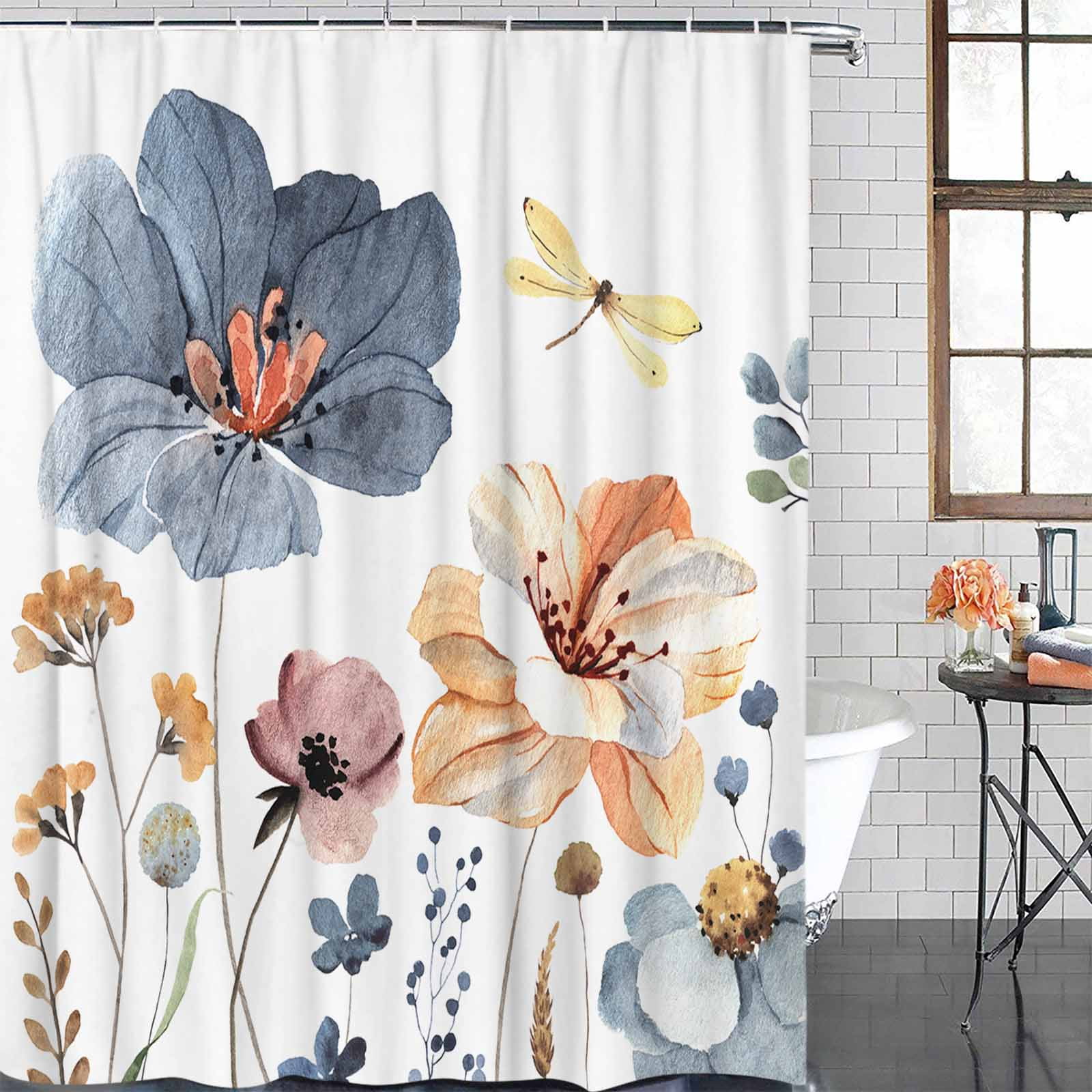 Shower Curtain Lightweight Shower Curtains with 12 Hooks Spring Summer ...