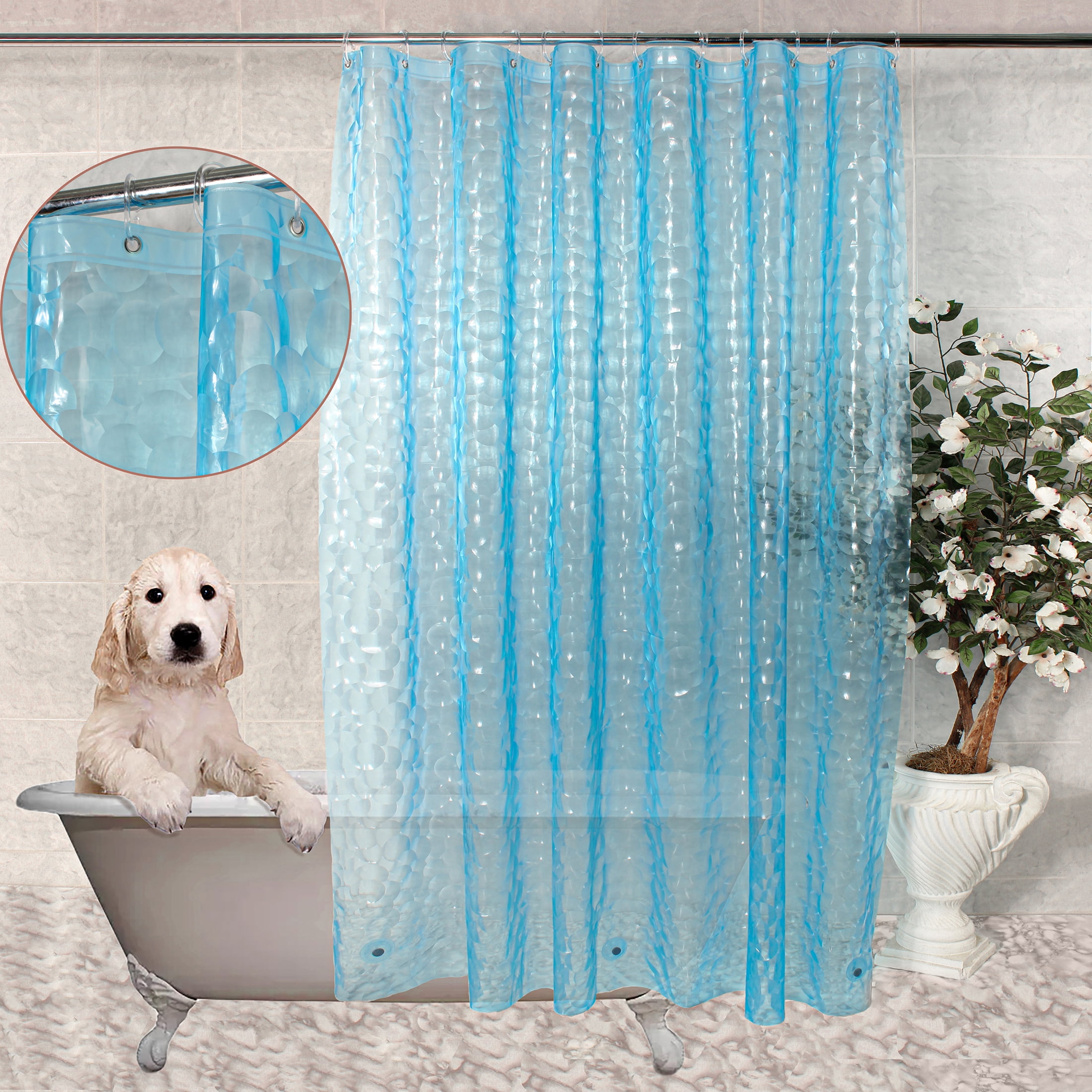 Shower Curtain Liner 3D Semi Transparent Heavy 8G Thick PEVA Waterproof