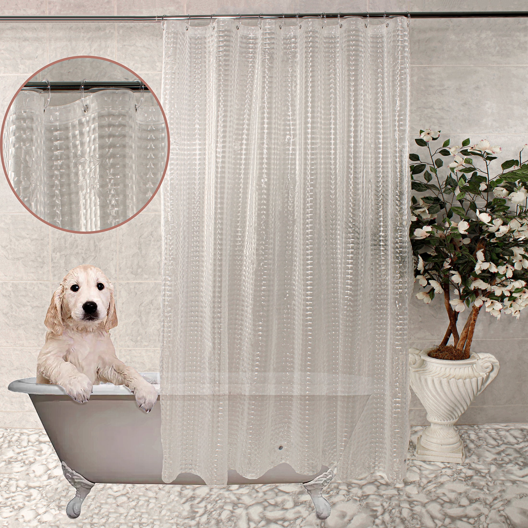 Shower Curtain Liner 3D Semi Transparent Heavy 8G Thick PEVA Waterproof