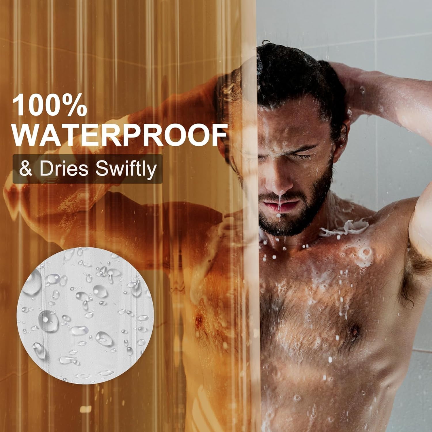 Shower Curtain Liner, 72X72 Clear Brown Shower Curtain Liner