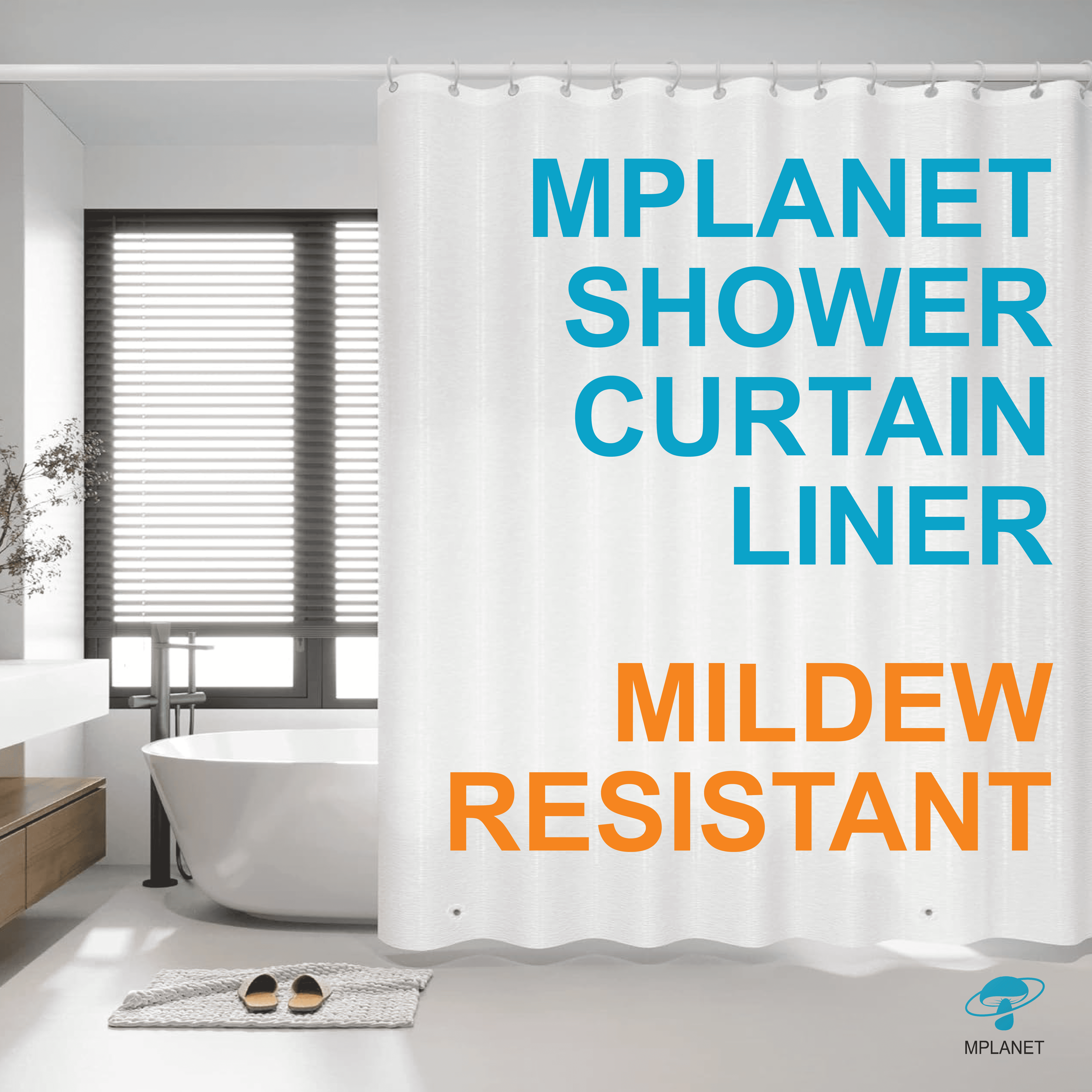 Shower Curtain Liner, Bathroom Stall 72" W x 72" H Transparent, Heavyweight PEVA, Waterproof, Mold & Mildew-Resistant