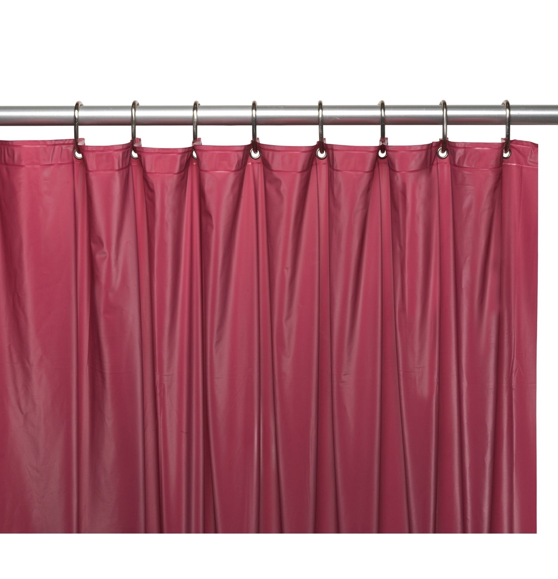 Shower Curtain Liner Burgundy PVC Lightweight Rustproof Metal Grommets, Weighted Magnetic Bottom 70" x 72"