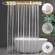 Shower Curtain Liner Clear W/12 Rustfree Grommets &12 Hooks, 72"x78" 12G Premium EVA Heavy-Duty&nbsp;Extra Long&nbsp;Waterproof Bathroom Shower Liner, Crystal Sytle