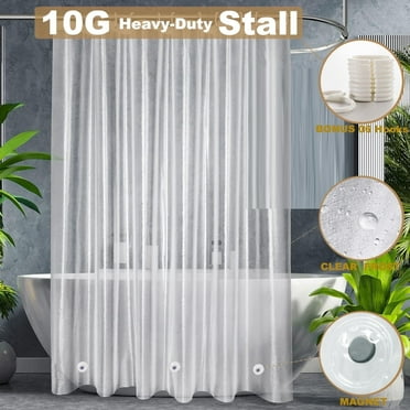 Shower Curtain Liner Clear W/6 Rustfree Grommets & 6 Hooks, 36"x72" Stall 10G PEVA Narrow Size Waterproof Bathroom Shower Liner, Frosted Sytle