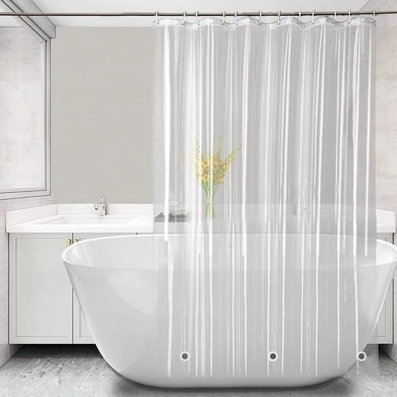 Shower Curtain Liner with Hooks and 3 Magnet Weights, Waterproof Premium 9G PEVA Clear Shower Liner or as See-Through Plastic Shower Curtain 72x72inch