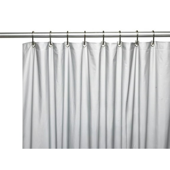 Shower Curtain Liner: Metal Grommets, Magnets, Standard Size 70" x 72" (Gray)