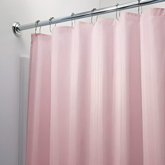 Shower Curtain Liner Pink  Vinyl Magnetized Machine Washable