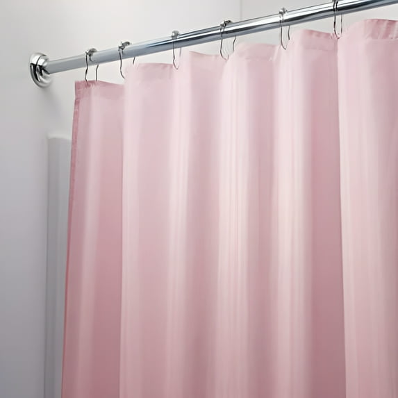 Shower Curtain Liner Pink Vinyl Magnetized Machine Washable