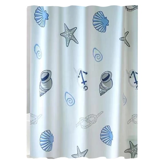 Shower Curtain Liner, Sea Theme Pattern Shower Liner, Plastic Waterproof Curtains, with Grommet Holes 10 Hanging Rings 120X180Cm (B)