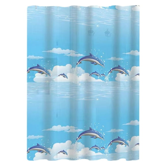 Shower Curtain Liner, Sea Theme Pattern Shower Liner, Plastic Waterproof Curtains, with Grommet Holes 10 Hanging Rings 180X200Cm (A)