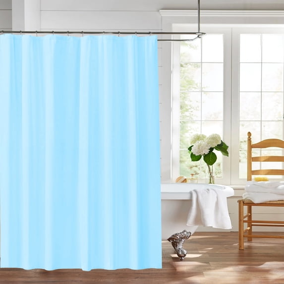 Shower Curtain Bath Liner, Flexible Plastic, Water Repellent Design, Sturdy Hotel Grade, Blue Solid Color, Easy Wipe Clean, Topliu