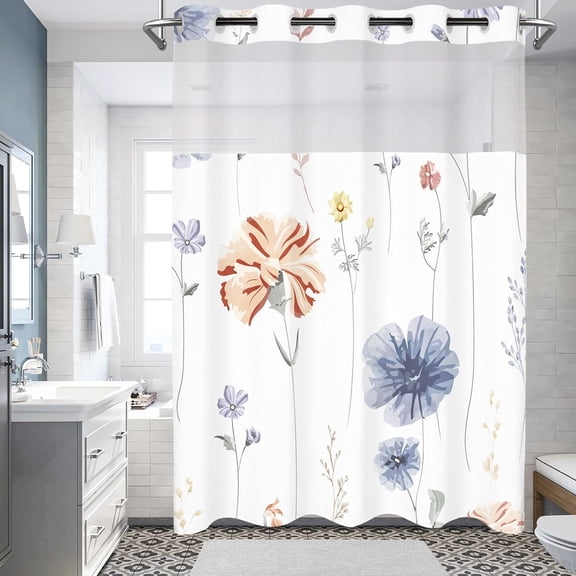 Shower Curtain Liner with 9 Pockets, 72in x 72in (Clear)