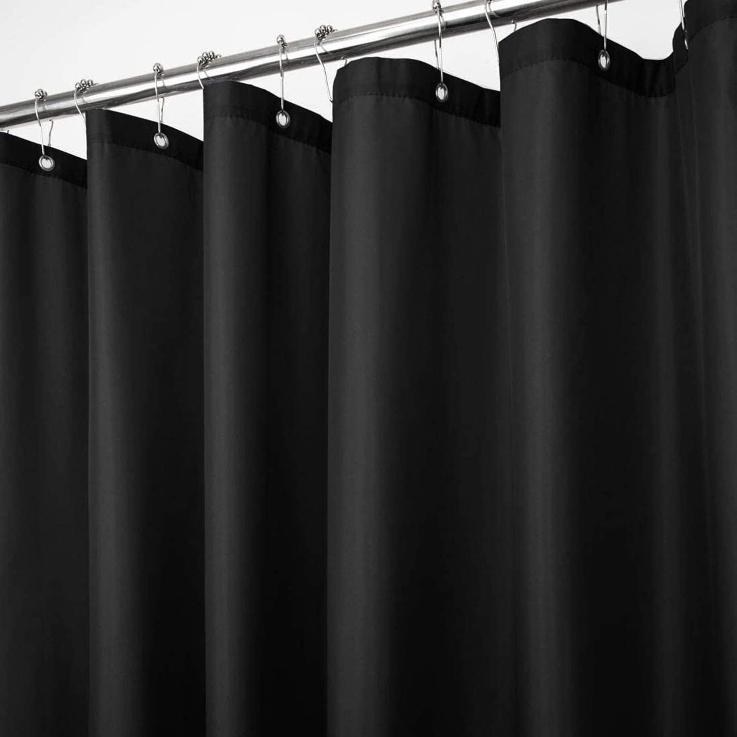 Shower Curtain Liners, 70 x 72 Inches with 12 Metal Grommet Holes, Waterproof Heavy Duty Plastic Liners: BLACK-1
