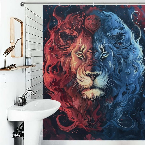 Shower Curtain Lion Yin Yang Art Print Bath Curtain Polyester Fabric Bathroom Ration With Hooks