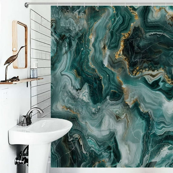 Shower Curtain Luxurious Marble Polyester Waterproof Home Ration Curtain With Hook