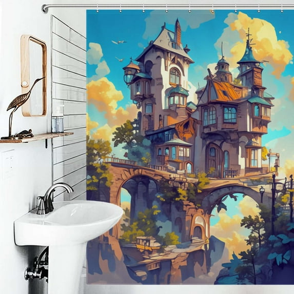 Shower Curtain Magical Dreamy Castle Bathroom Waterproof Polyester Home Ration Curtain With Hook