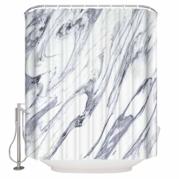 Shower Curtain, Marble Stone Texture Waterproof Shower Curtain Set with Hooks for Bathroom Showers,Stalls and Bathtubs,72x72In Grey and White
