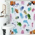 thumbnail image 1 of Shower Curtain Marine Life, Fish, Animals Bright Bath Curtain Polyester Fabric Bathroom Ration With Hooks, 1 of 4
