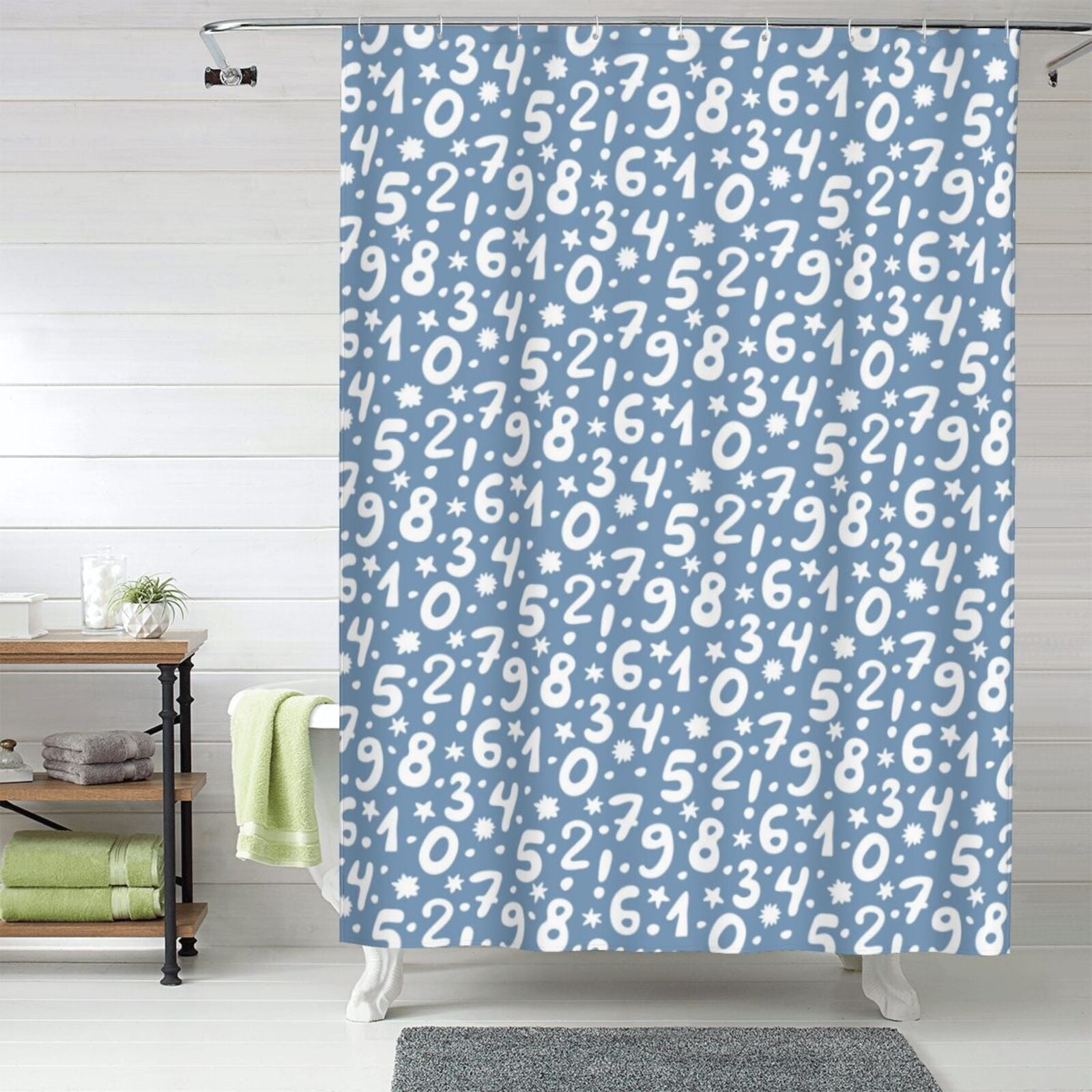 Shower Curtain, Math Print number Waterproof Fabric Plastic Shower ...