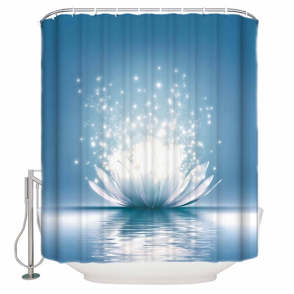 Shower Curtain, Meditation Lotus Flower Waterproof Shower Curtain Set with Hooks for Bathroom Showers,Stalls and Bathtubs,36x72In Asian Zen Spiritual