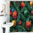 thumbnail image 1 of Shower Curtain Merry Christmas Red Green Ornaments Pattern Bathroom Waterproof Polyester Home Ration Curtain With Hook, 1 of 4