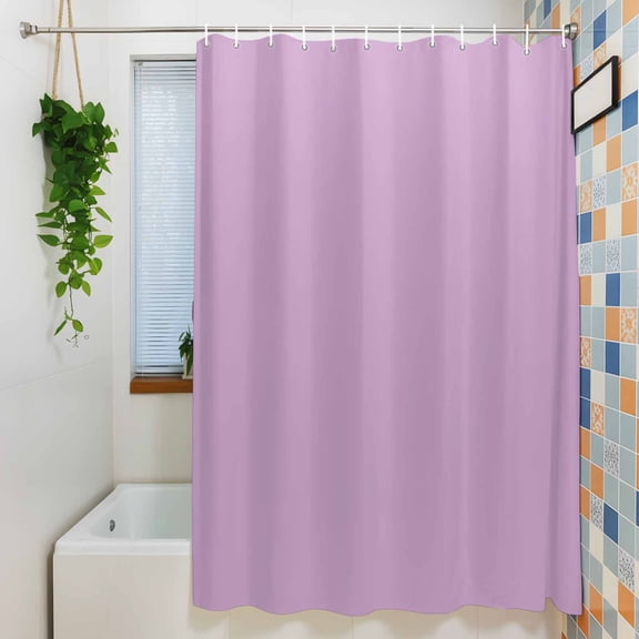 Shower Curtain, Minimalist Solid Color Lilac Waterproof Polyester Fabric Bath Curtain with Hooks for Bathroom Bathtub Stalls, Light Purple Monochrome Art 36x72IN