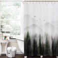 thumbnail image 1 of Shower Curtain Misty Forest Mountain Green Birds Tree Art Watercolor Water Repellent Bathroom Decor Nature Woodland Summer Shower Curtain Set Garden Fabric with 12 Hooks 72 x 84 inch Long, 1 of 5