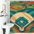 thumbnail image 1 of Shower Curtain Modern Art Abstract Baseball Field Polyester Waterproof Home Ration Curtain With Hook, 1 of 4