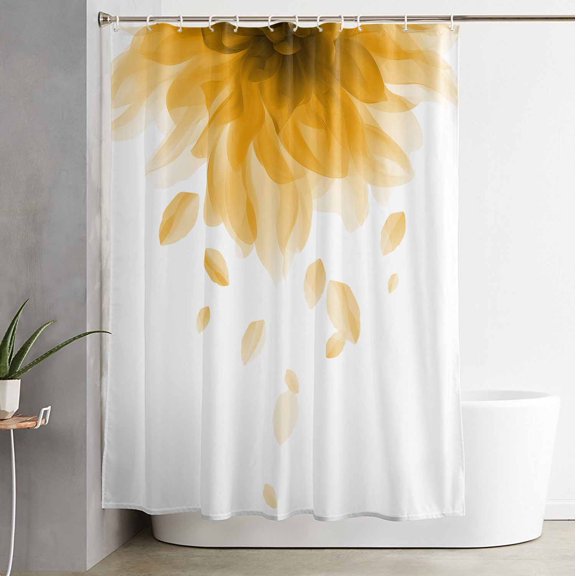 Shower Curtain, Modern Yellow Ombre Floral Waterproof Shower Curtain Set with Hooks for Bathroom Showers,Stalls and Bathtubs,54x78In Boho Abstract Flower Texture