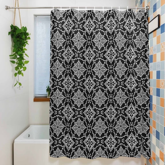 Shower Curtain, Moroccan Classical Rhombus Pattern Waterproof Polyester Fabric Bath Curtain with Hooks for Bathroom Bathtub Stalls, Kaleidoscope Abstract Art 36x72IN