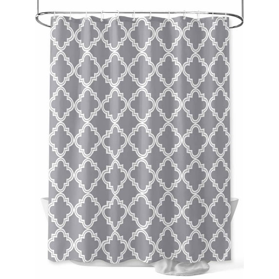 Shower Curtain Moroccan Pattern Bathroom Curtains with Hooks, Waterproof Fabric Geometric Trellis Grey Bath Shower Curtains Set for Bathroom Bathtubs Decor 36x72 Inch