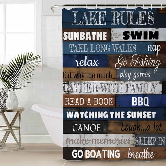 Shower Curtain, Motivational Inspirational Happiness Quotes Waterproof Shower Curtain Set with Hooks for Bathroom Showers,Stalls and Bathtubs,60x72In Retro Wood Plank