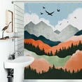 thumbnail image 1 of Shower Curtain Mountain Forest Landscape Art Bath Curtain Polyester Fabric Bathroom Ration With Hooks, 1 of 4