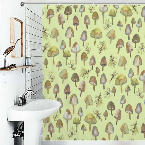 Shower Curtain Mushroom Bandanas Polyester Waterproof Home Ration Curtain With Hook