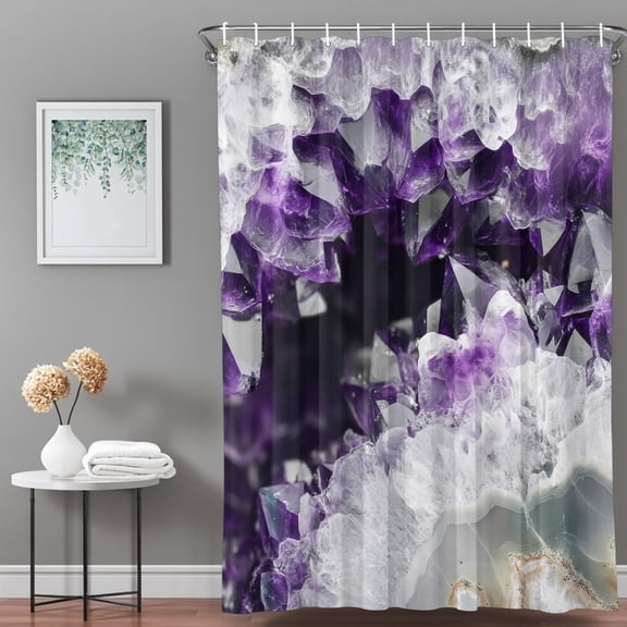 Shower Curtain,Natural Wild Crystal Agate Stone Waterproof Shower Curtain Set with Hooks for Bathroom Showers,Stalls and Bathtubs,36x72in,Abstract Modern Marble Texture