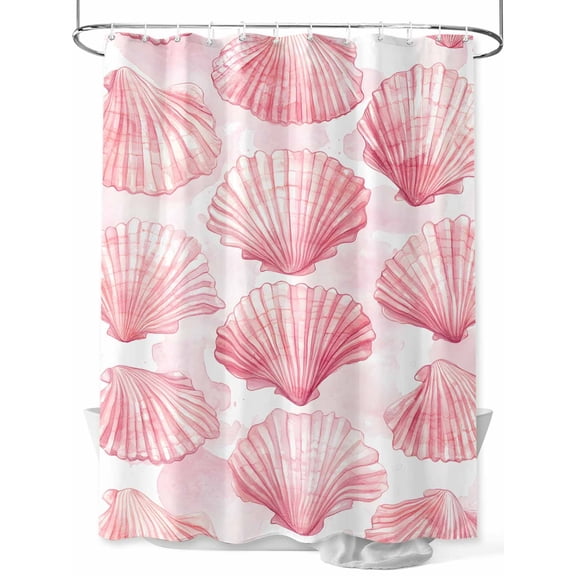 Shower Curtain, Nautical Pink Seashell Ocean Beach Summer Washable Shower Curtain with Hooks Bath Decor Fabric Shower Curtains for Bathroom, Hotel, Stalls, Bathtubs, 36x78 Inch