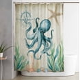 thumbnail image 1 of Shower Curtain Nautical Sea Monster Octopus Waterproof Shower Curtain Set with Hooks for Bathroom Showers,Stalls and Bathtubs,54x78InVintage Compass, 1 of 9