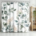 thumbnail image 1 of Shower Curtain Navy Blue Geometric Water Repellent Shower Curtain Set, With Hooks，Machine Washable, Modern Decorative Polyester Cloth Shower Curtains For Bathroom,36X72,Watercolor Eucalyptus, 1 of 6