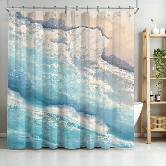 Shower Curtain Navy Blue Geometric Water Repellent Shower Curtain Set, with Hooks,Machine Washable, Modern Decorative Polyester Cloth Shower Curtains for Bathroom