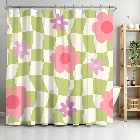 Shower Curtain Navy Blue Geometric Water Repellent Shower Curtain Set, With Hooks,Machine Washable, Modern Decorative Polyester Cloth Shower Curtains For Bathroom,72"X72",Bloom Wave