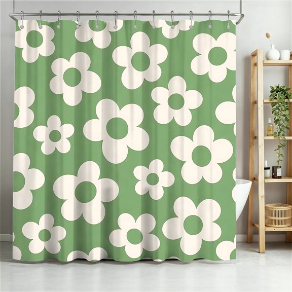Shower Curtain Navy Blue Geometric Water Repellent Shower Curtain Set, With Hooks，Machine Washable, Modern Decorative Polyester Cloth Shower Curtains For Bathroom,72"X72",Jade Bloom