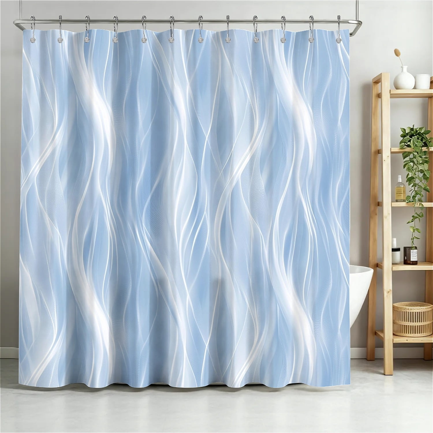 ARTSLION Shower Curtain Navy Blue Geometric Water Repellent Shower Curtain Set, With Hooks，Machine Washable, Modern Decorative Polyester Cloth Shower Curtains For Bathroom,36X72,Sky Whisper