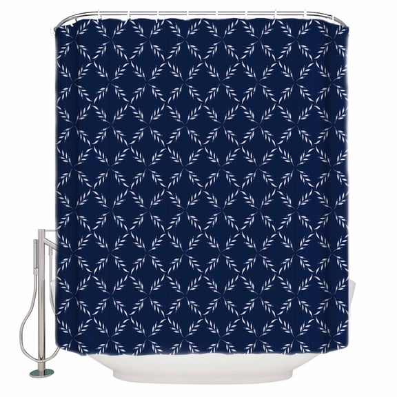 Shower Curtain, Navy Blue Plaid Diamond Waterproof Shower Curtain Set with Hooks for Bathroom Showers,Stalls and Bathtubs,36x72In Minimalist Style