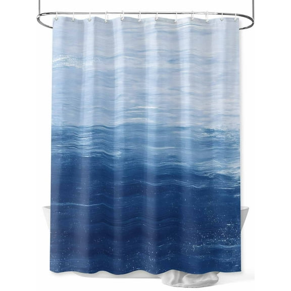 Shower Curtain Navy Blue Shower Curtains for Bathroom, Waterproof Polyester Shower Curtain Set with Hooks, Small Stall Size 36" x 72" Oil Painting Texture