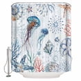 thumbnail image 1 of Shower Curtain, Ocean Jellyfish Starfish Coral Waterproof Shower Curtain Set with Hooks for Bathroom Showers,Stalls and Bathtubs,36x72In Blue Ocean Shell Conch, 1 of 9
