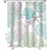 Shower Curtain Ocean Starfish Shell Coral Shower Curtains for Bathroom Decor Marine Abstract Retro Shower Curtain Sets with Hooks Waterproof Fabric Bath Curtain Extra Long 72" X 84"